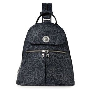 Baggallini Black Cheetah Embossed Naples Convertible Backpack/NWT